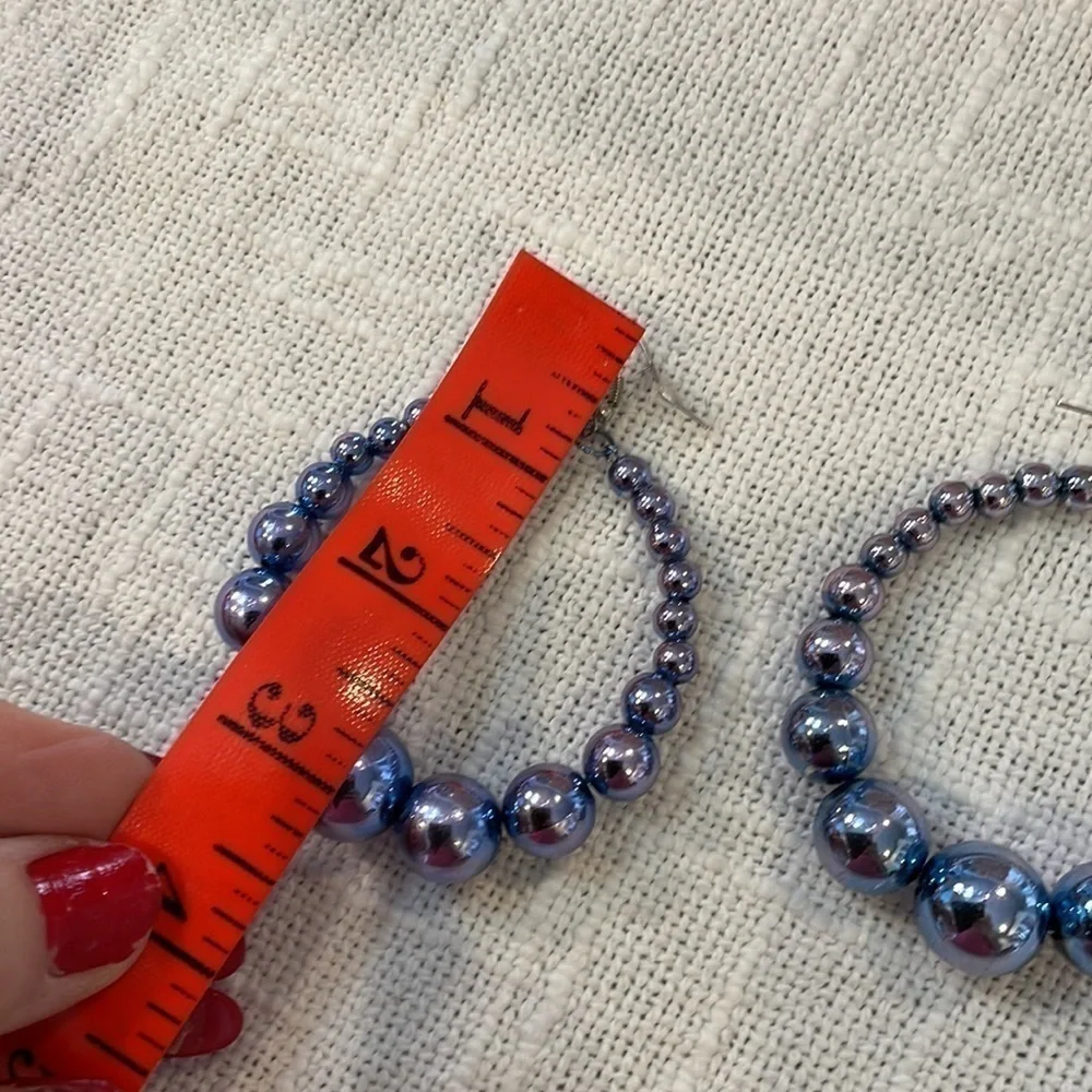 💐5/25 large graduated ball hoop circle metallic blue silver